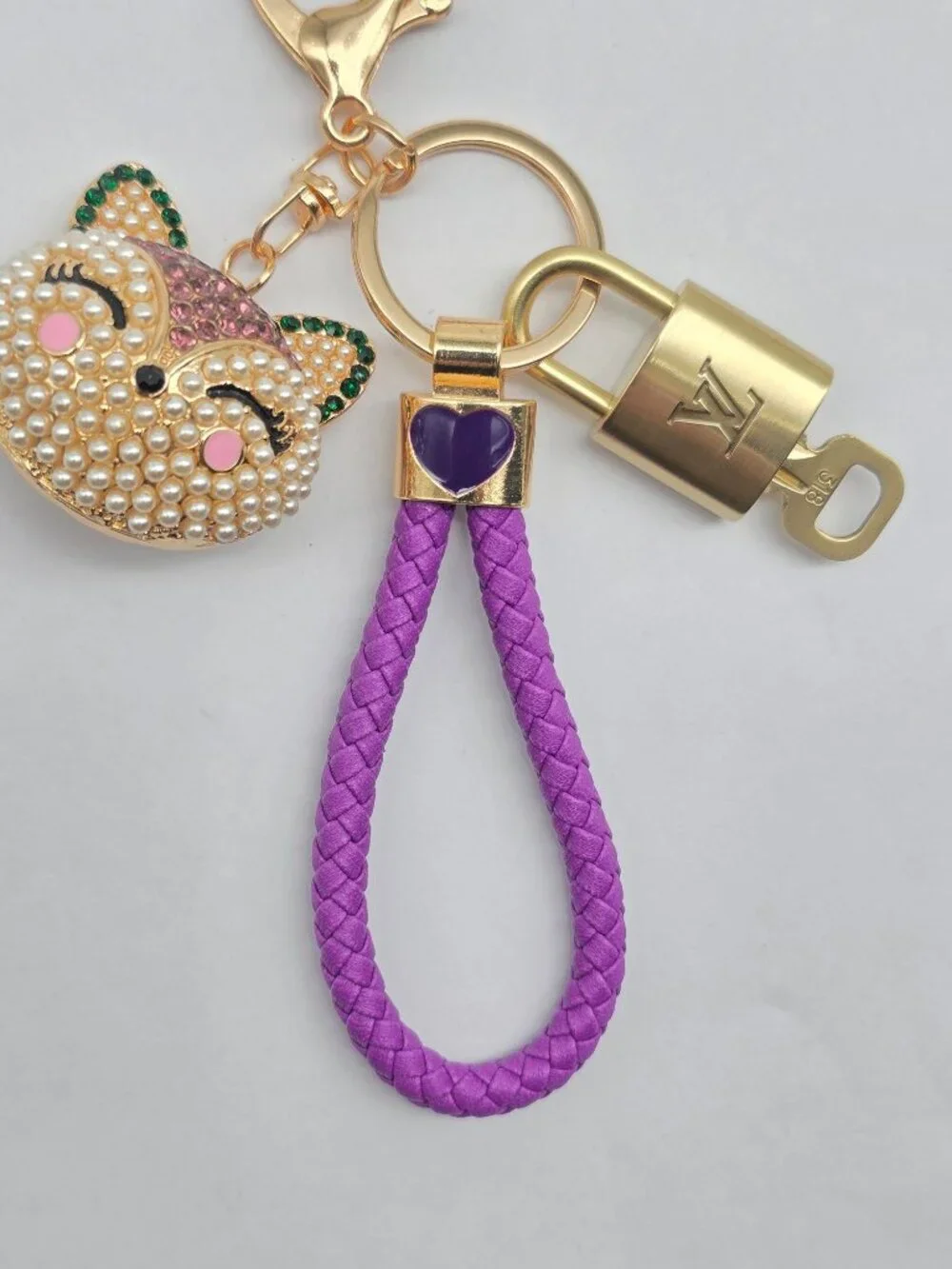 Authentic Louis Vuitton Padlock & Key Gold ✨ Unbranded Bunny Head Charm Keychain